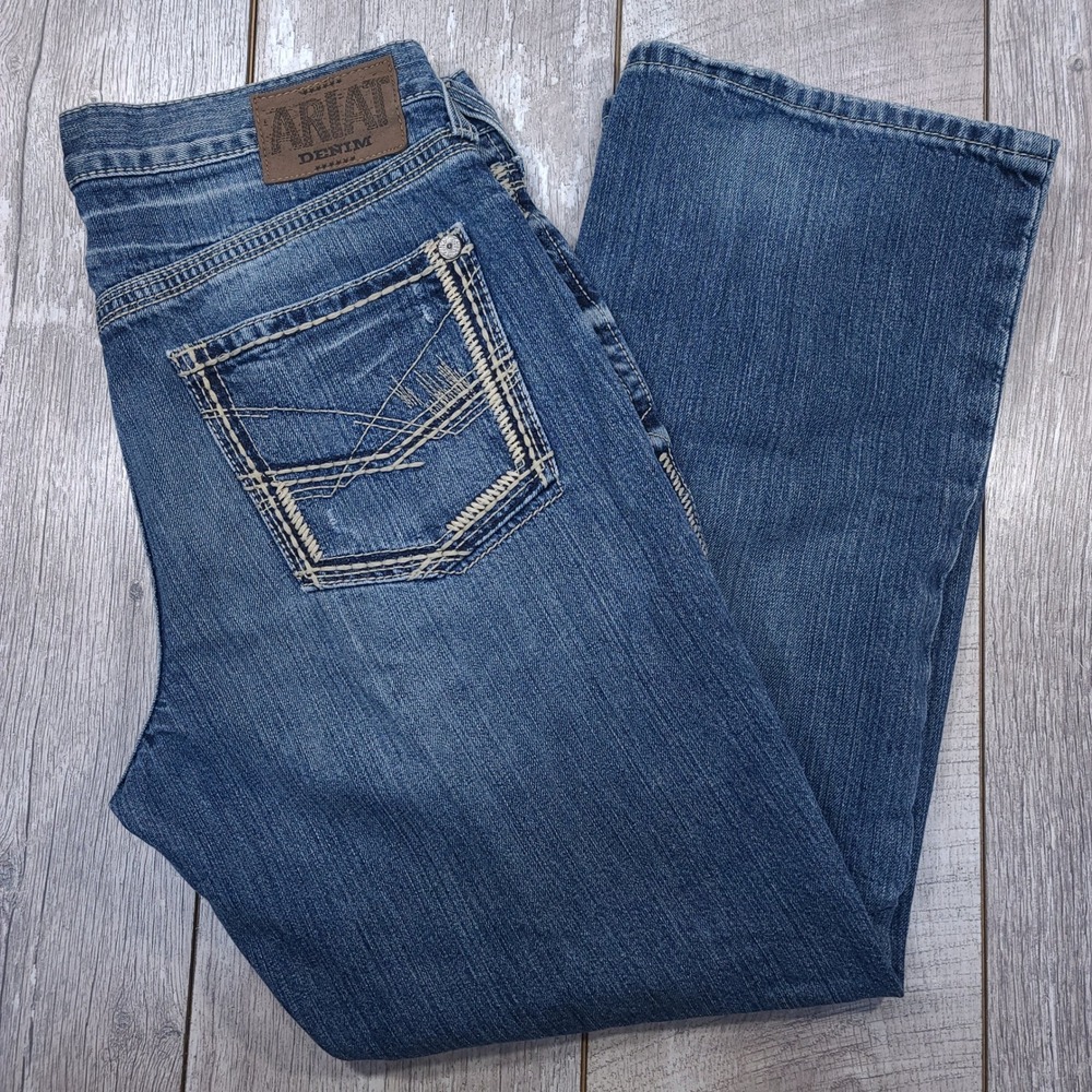 Ariat Jeans Mens 34x30 Blue M5 Slim Straight Leg Denim Medium Wash Western